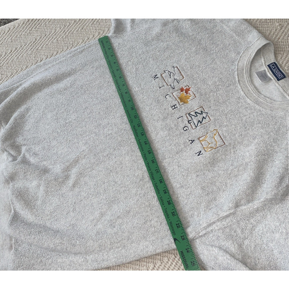 VTG Michigan Gray Fleece Pullover Sweatshirt Embroidered Wildlife Nature XL - Picture 4 of 6